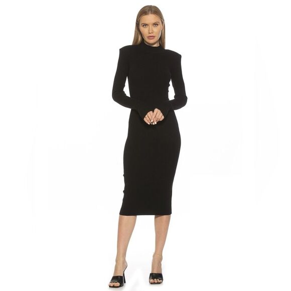 Alexia Admor Eliah Ribbed Knit Midi Sweater Dress in Black NWOT! size Medium - Picture 3 of 14